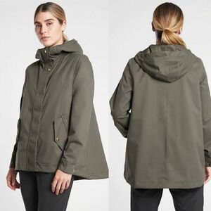 Athleta Olive green sutra zip up jacket size medium hooded windbreaker 657492